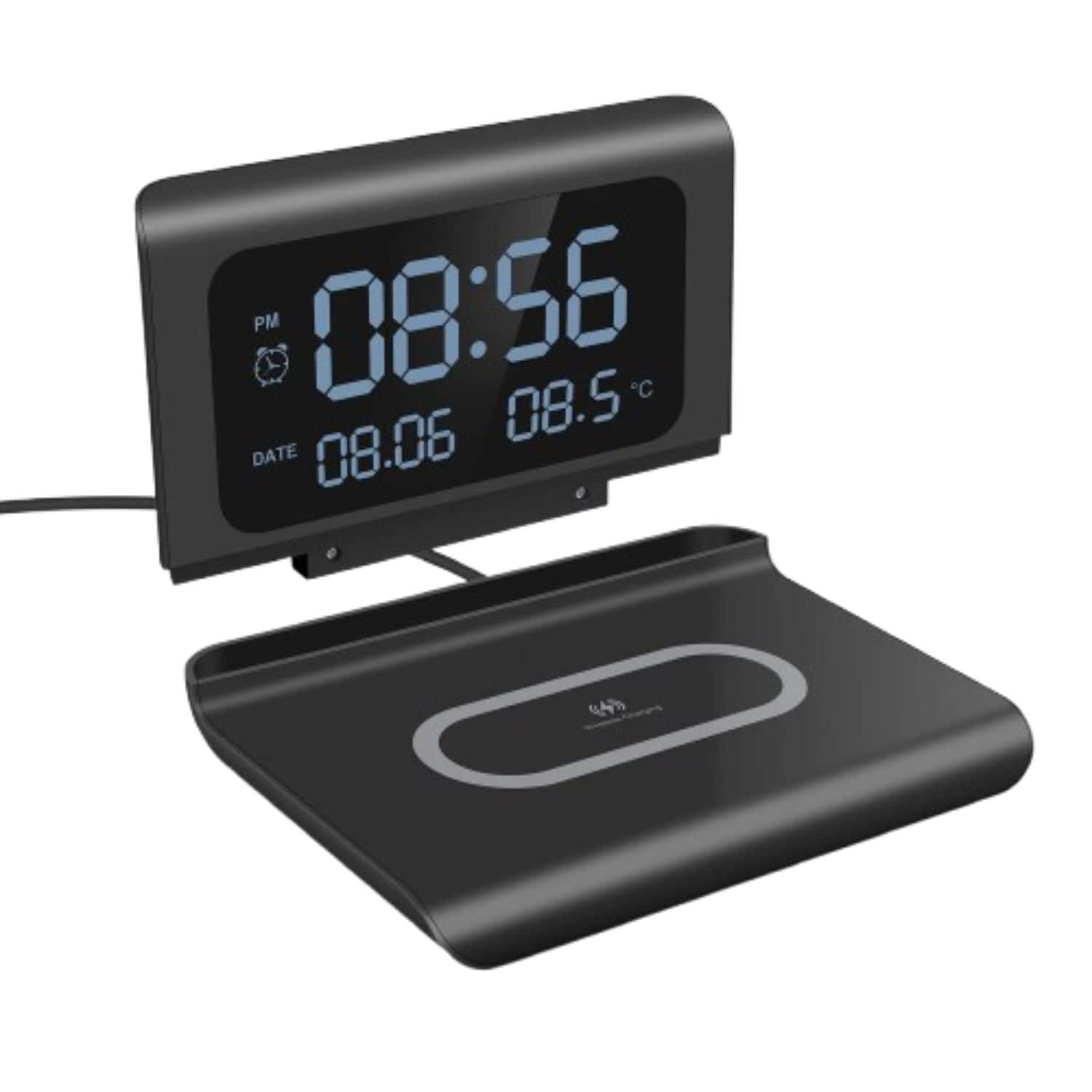 Home Collection - Digital Alarm Clock with Wireless Charger for iPhone Air & Qi-Enabled Devices - Black
