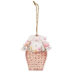 Back. BreeBe - 3/Set - Bunny Basket Wooden Ornaments - Multicolor.