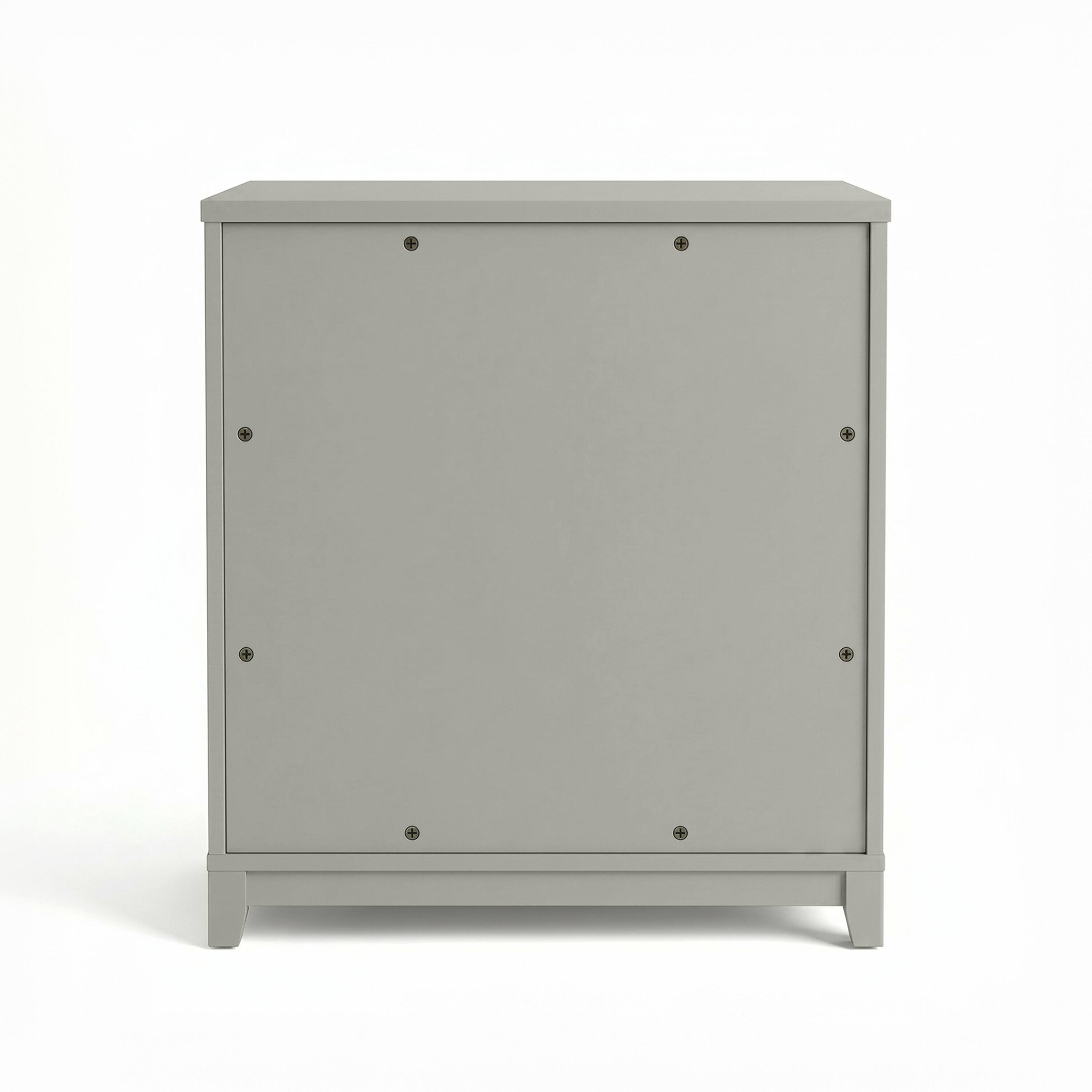 Alt View 10. Martha Stewart - Bedford Modular 3-Drawer Wooden Storage Media Cabinet with Hardware, Solid Wood Frame and Legs - Bedford Gray/Brushed Stainless Steel Hardware.
