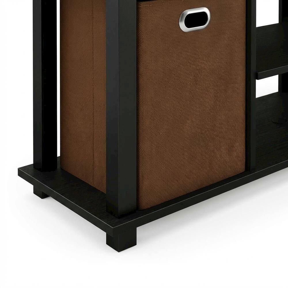 Alt View 2. FurniFact - Engineered Wood Entertainment Center with Storage Bins in Americano - Americano/Black/Medium Brown.