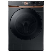 Samsung - Open Box 5.0 cu. ft. Extra Large Capacity Smart Front Load Washer with Super Speed Wash and Steam - Brushed Black - Front_Zoom