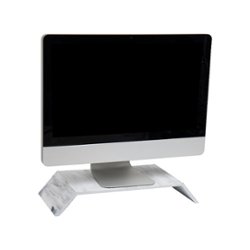 Mind Reader - Marbella Collection Resin Monitor Stand - White - Front_Zoom