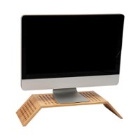 Mind Reader - Lattice Collection Foldable Bamboo Monitor Stand - Brown - Front_Zoom