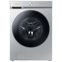 Samsung - Open Box BESPOKE 5.3 cu. ft. Ultra Capacity Front Load Washer with AI OptiWash and Auto Dispense - Silver Steel - Front_Zoom