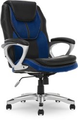 Serta - Amplify Work or Play Ergonomic High-Back Faux Leather Swivel Executive Chair with Mesh Accents - Black and Cobalt Blue - Front_Zoom