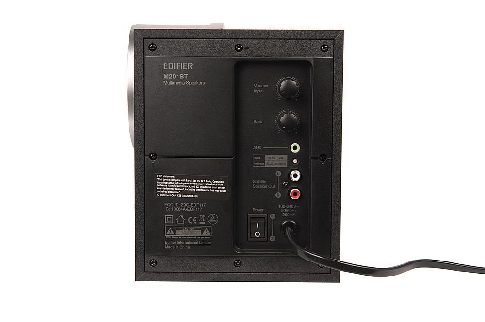 Back View: Edifier - M201BT 2.1 Bluetooth Multimedia Speaker System (3-Piece) - Black