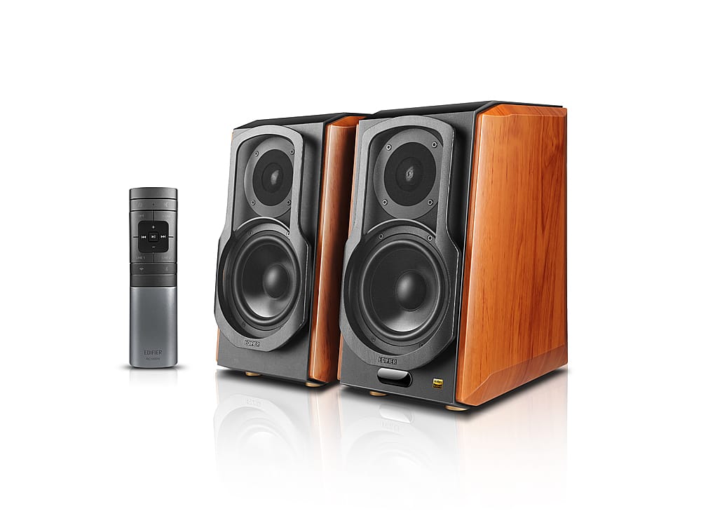 Front. Edifier - S1000W 2.0 Hi-Res Bookshelf Speakers (Pair) - Wood.
