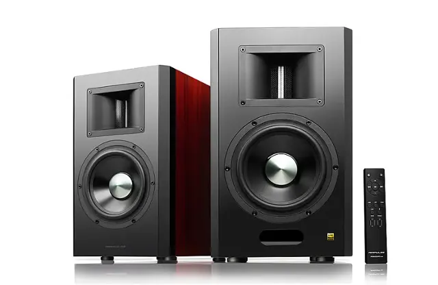 Front. Edifier - Airpulse A300 Pro Hi-Res Active Speaker System (Pair) - Wood.