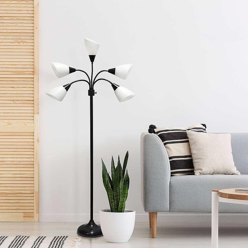 Best Buy: Simple Designs 5 Light Adjustable Gooseneck Floor Lamp Black 