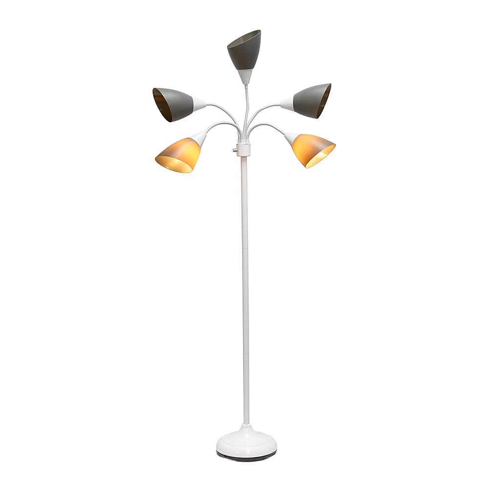 Best Buy: Simple Designs 5 Light Adjustable Gooseneck Floor Lamp White ...
