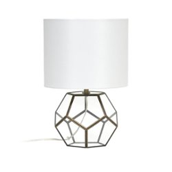 Lalia Home Transparent Octagonal Table Lamp - Brass - Front_Zoom