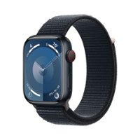 Apple Watch Series 9 (GPS + Cellular) 45mm Midnight Aluminum Case with Midnight Sport Loop with Blood Oxygen - Midnight - Front_Zoom