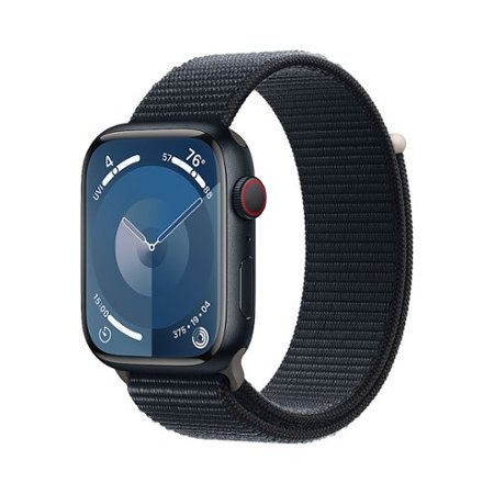 Apple Watch Series 9 (GPS + Cellular) 45mm Midnight Aluminum Case with Midnight Sport Loop with Blood Oxygen - Midnight