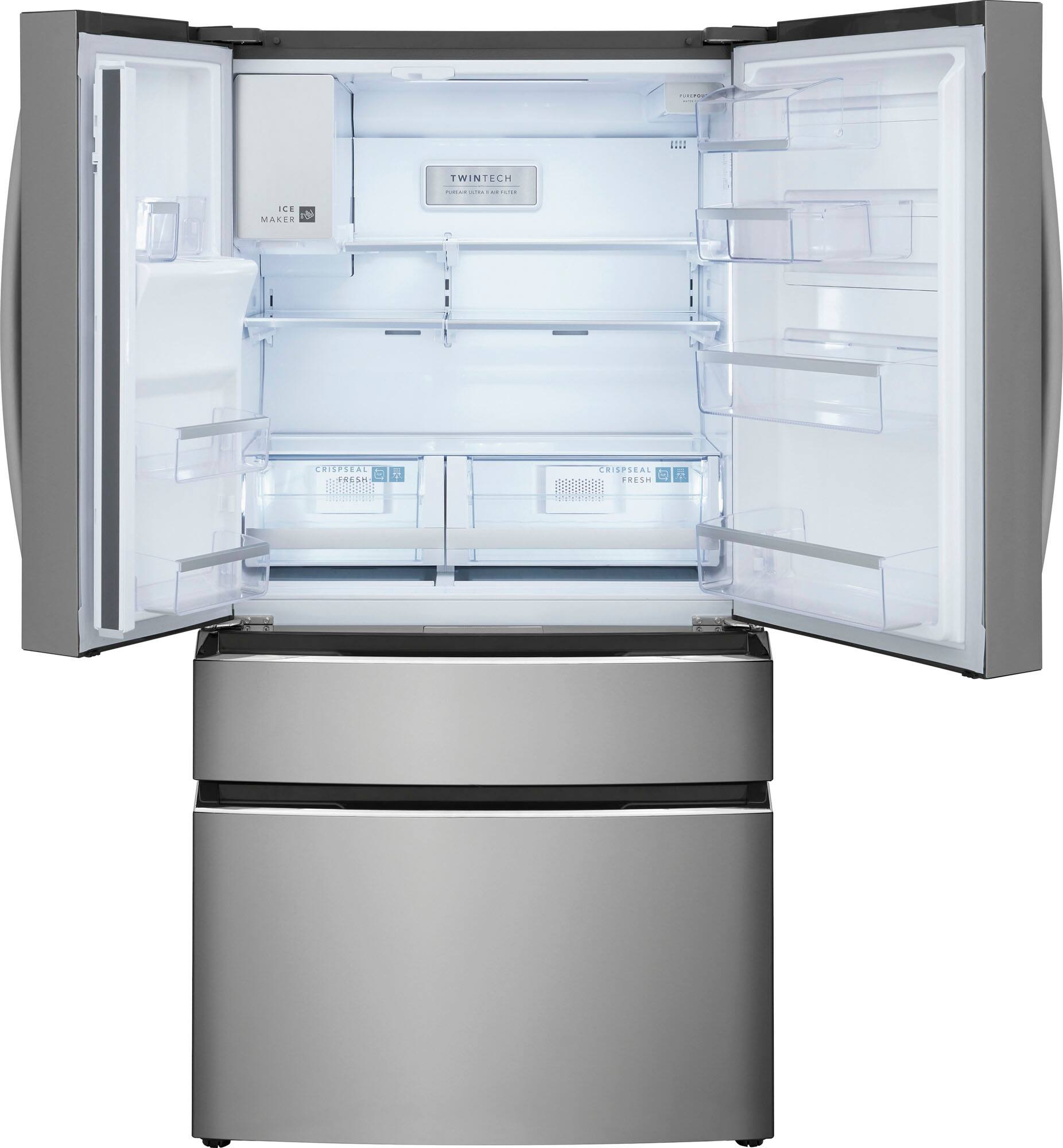 Left. Frigidaire - 21.5 Cu. Ft.  4-Door French Door Counter-Depth Refrigerator - Stainless Steel.