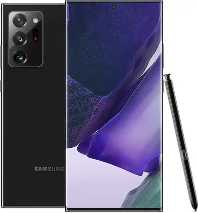 Front. Samsung - Pre-Owned Galaxy Note20 Ultra 5G 128GB (Unlocked) - Mystic Black.