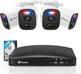 Swann - Home 8 Channel, 4 Bullet Camera with One-Way Audio, Indoor/Outdoor 1080P HD, 1TB HDD Wired DVR Security System - Black