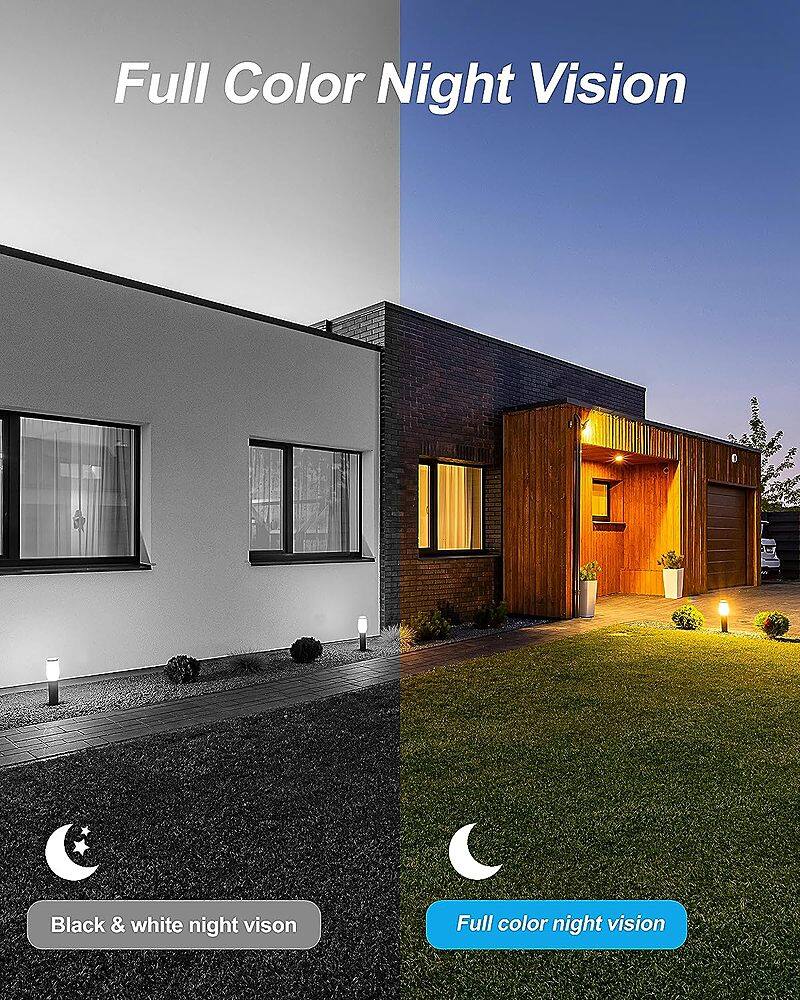 Full Color Night Vision:
The image shows a house at night with a full color night vision. The house is illuminated with lights, and the grassy area surrounding the house is also visible. The scene captures the beauty of the nighttime landscape, with the house as the main focal point. The full color night vision provides a vivid and realistic representation of the scene, allowing viewers to appreciate the details and colors of the environment.