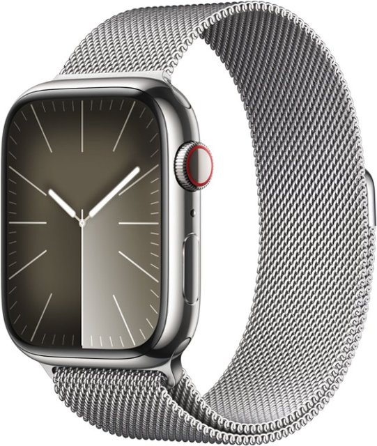 Apple Watch Series 9 (GPS + Cellular) 45mm Silver Stainless Steel Case with  Silver Milanese Loop Silver MRMQ3LL/A - Best Buy | Apple Watch