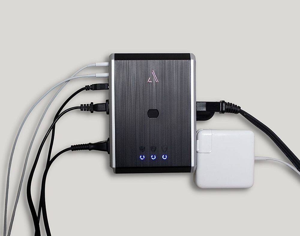 Alt View 12. Austere - VII Series Power 4-Outlet/3-USB Wall Tap 3,500 Joules Surge Protector - Black and Silver.