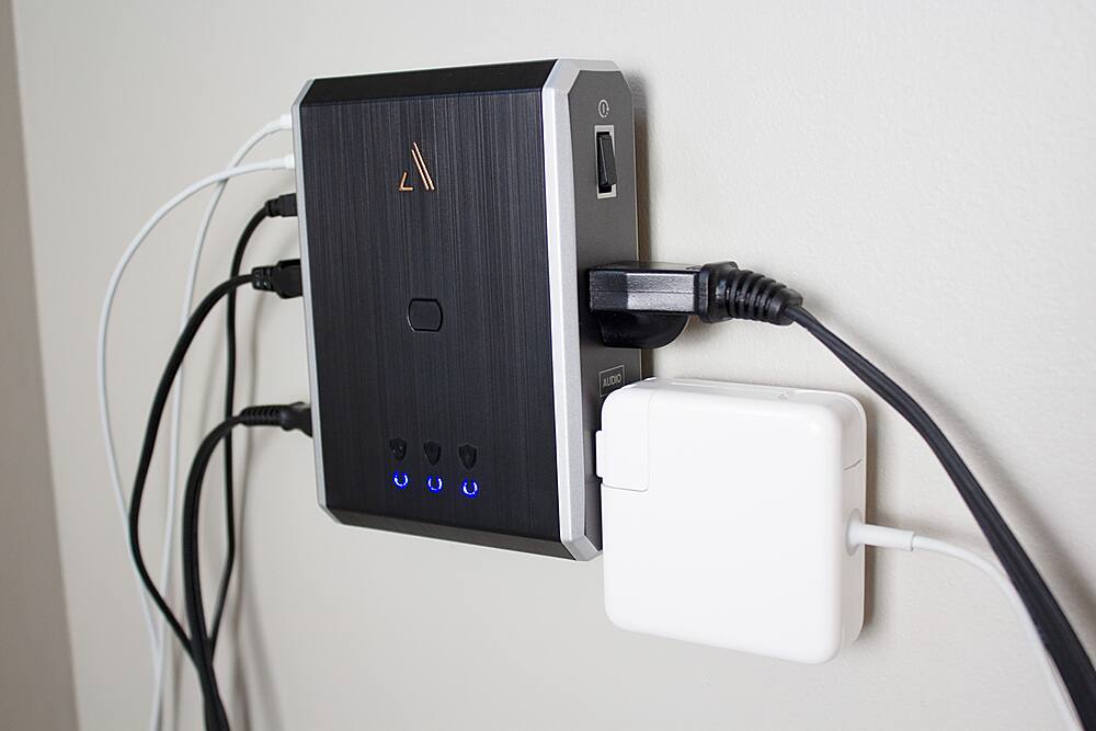 Alt View 19. Austere - VII Series Power 4-Outlet/3-USB Wall Tap 3,500 Joules Surge Protector - Black and Silver.