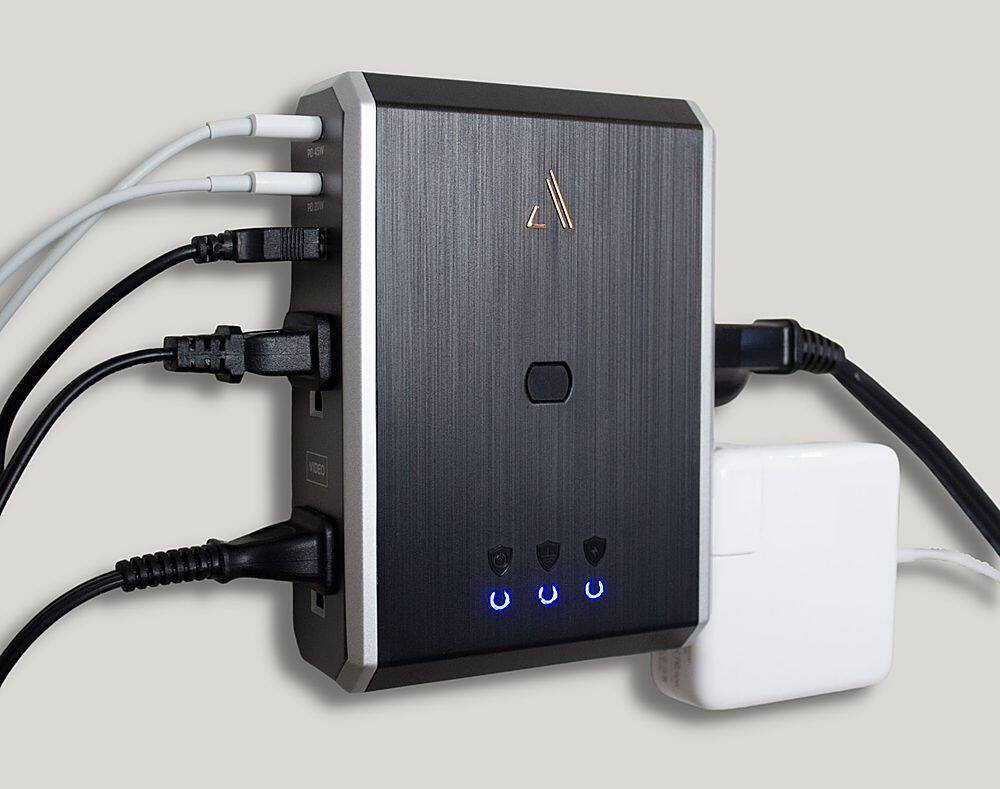 Alt View 20. Austere - VII Series Power 4-Outlet/3-USB Wall Tap 3,500 Joules Surge Protector - Black and Silver.