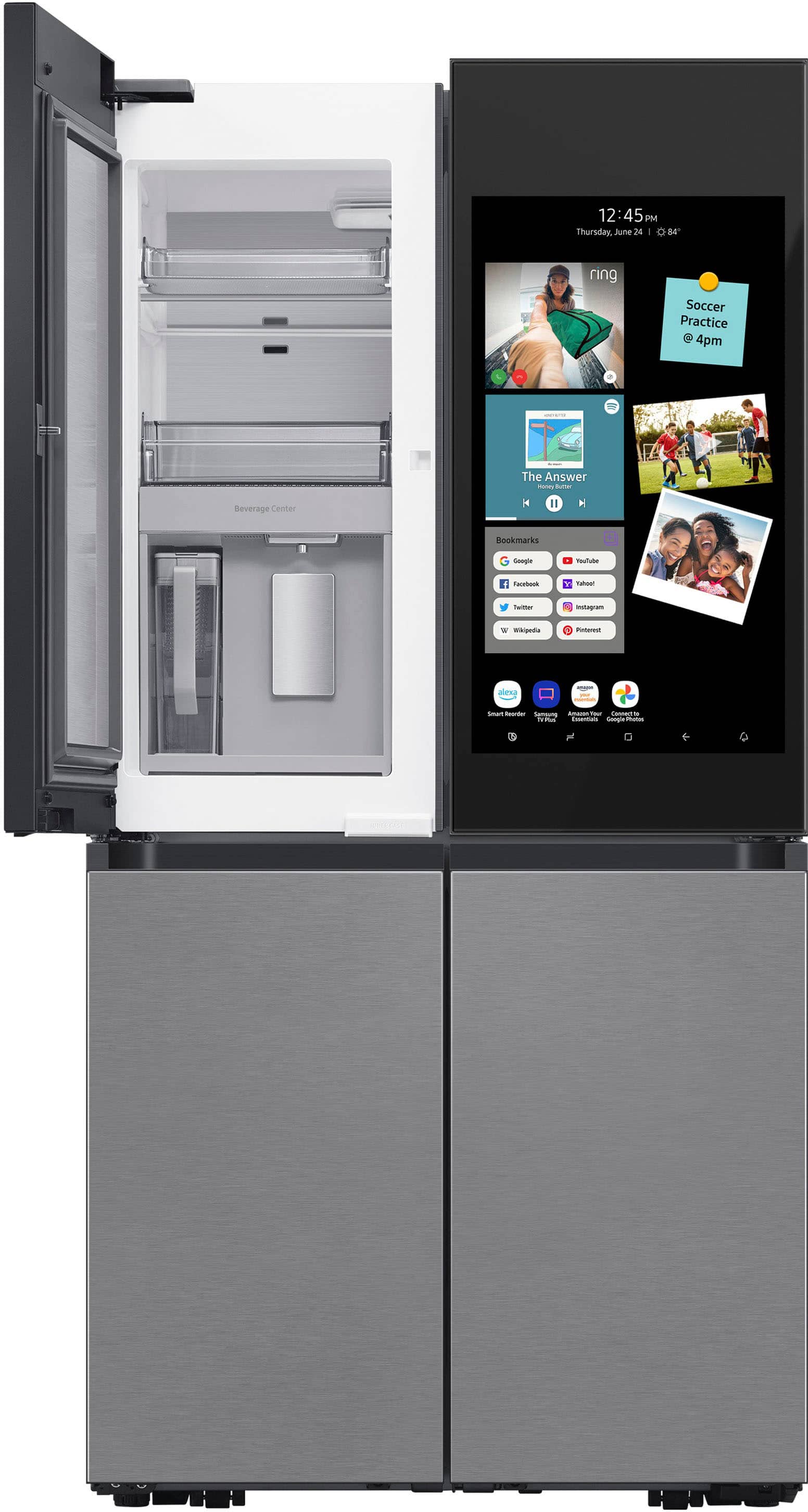 Alt View 12. Samsung - BESPOKE 29 cu. ft. 4-Door Flex French Door Smart Refrigerator with Family Hub+ - Charcoal Glass Top.
