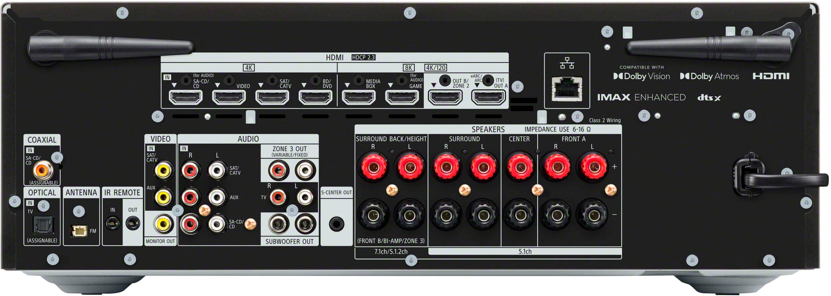 Back. Sony - STR-AN1000 7.2 Channel Dolby Atmos & Dolby Vision 8K HDR Network A/V Receiver - Black.