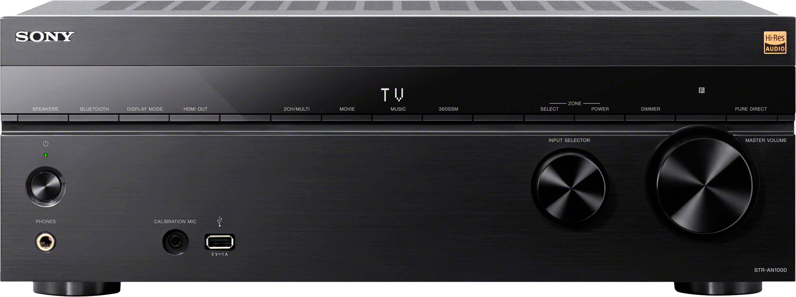 Front. Sony - STR-AN1000 7.2 Channel Dolby Atmos & Dolby Vision 8K HDR Network A/V Receiver - Black.