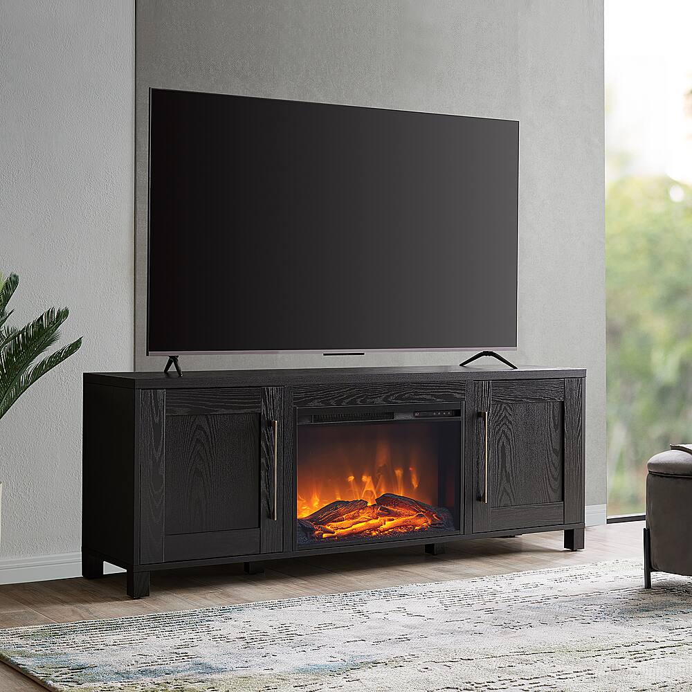 Camden&Wells Chabot Log Fireplace for Most TVs up to 75" Black Grain