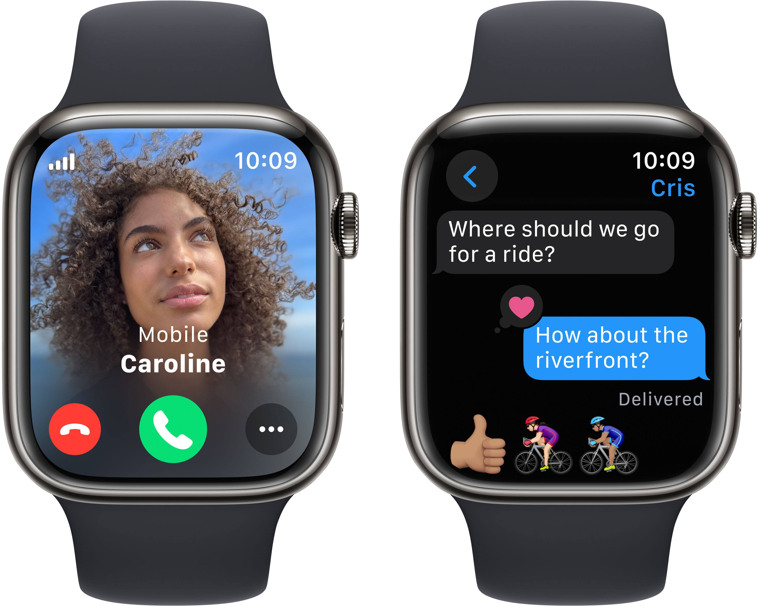 Cris: Where should we go for a ride? Mobile Caroline: How about the riverfront? Delivered.