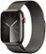 Front. Apple - Apple Watch Series 9 (GPS + Cellular) 45mm Graphite Stainless Steel Case with Graphite Milanese Loop with Blood Oxygen - Graphite.