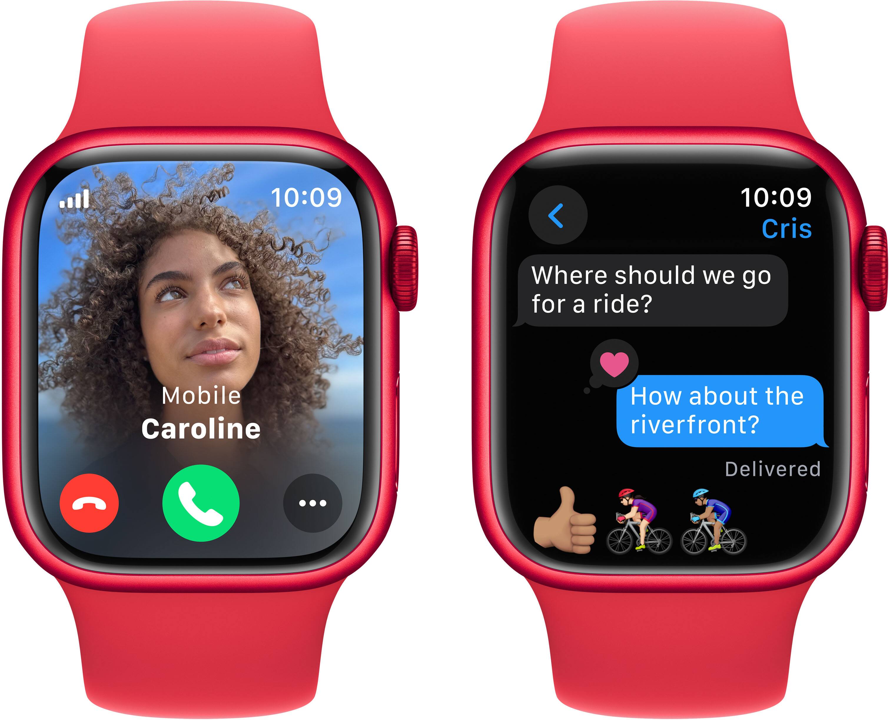 Alt View 15. Apple - Apple Watch Series 9 (GPS + Cellular) 41mm (PRODUCT)RED Aluminum Case with (PRODUCT)RED Sport Band w/ Blood Oxygen - S/M - (PRODUCT)RED.