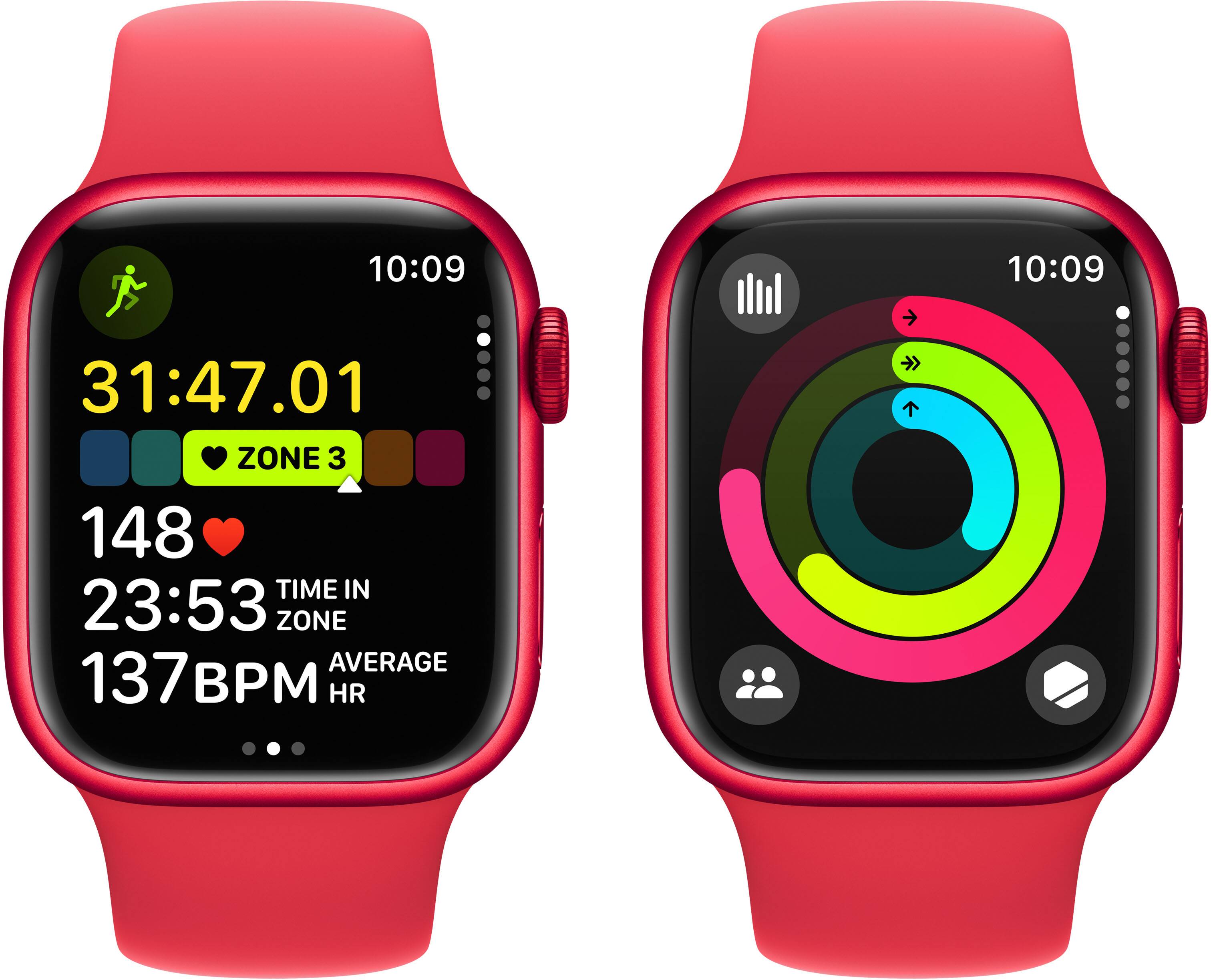 Alt View 17. Apple - Apple Watch Series 9 (GPS + Cellular) 41mm (PRODUCT)RED Aluminum Case with (PRODUCT)RED Sport Band w/ Blood Oxygen - S/M - (PRODUCT)RED.