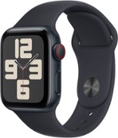 Apple Watch SE 2nd Generation (GPS + Cellular) 40mm Midnight Aluminum Case with Midnight Sport Band - S/M - Midnight - Front_Zoom