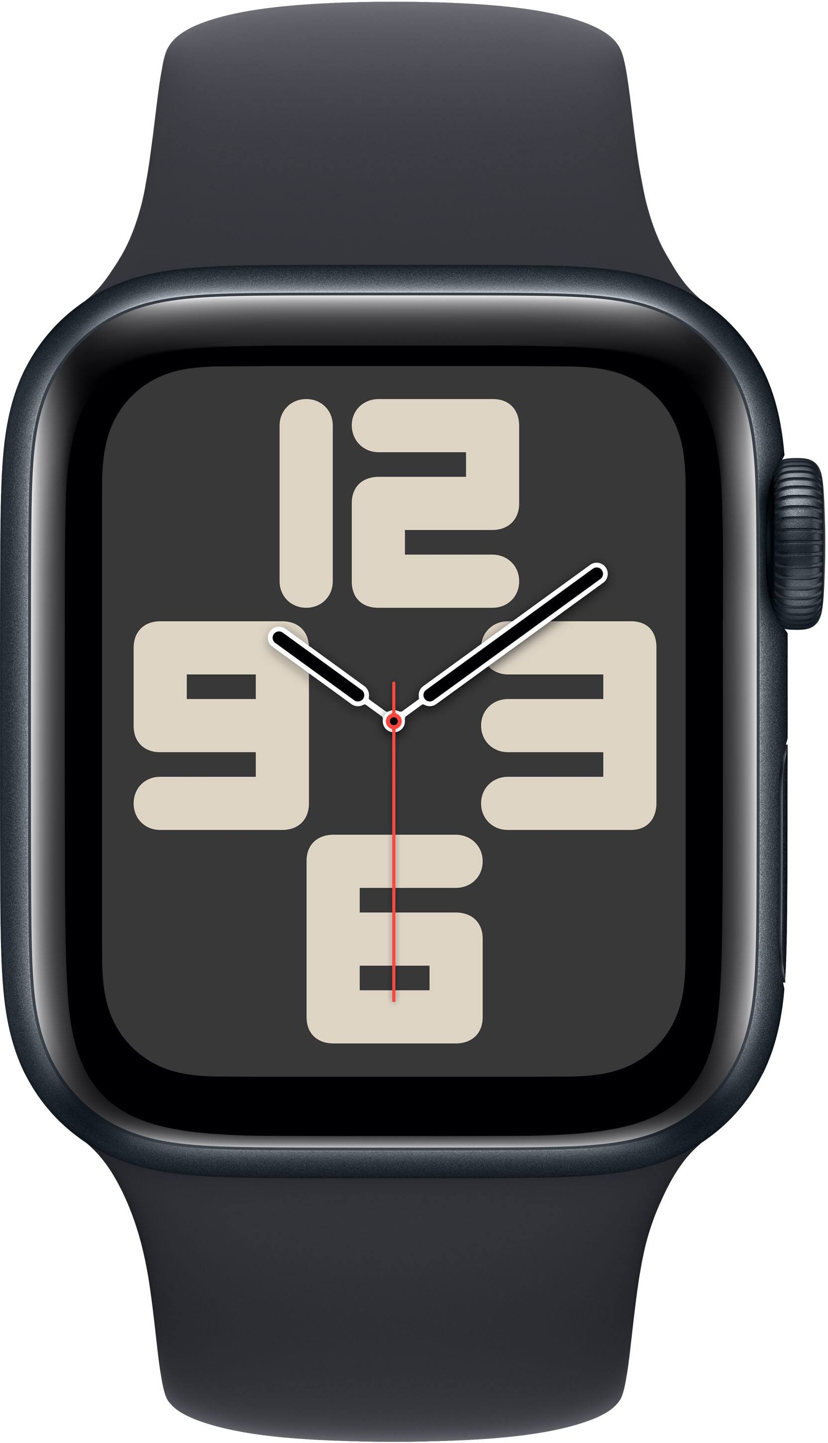 Angle. Apple - Watch SE 2nd Generation (GPS + Cellular) 40mm Midnight Aluminum Case with Midnight Sport Band - S/M - Midnight.