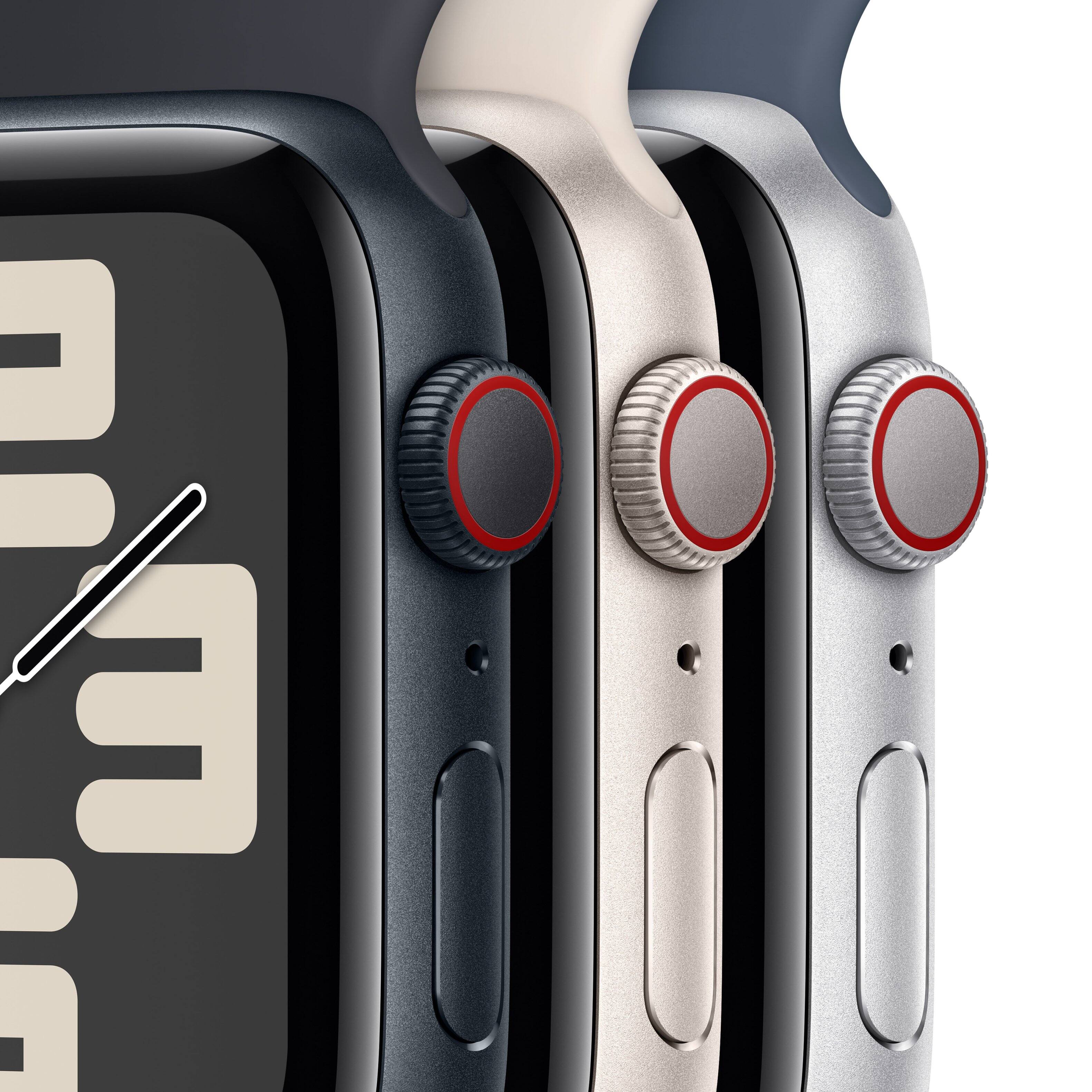 Alt View 12. Apple - Watch SE 2nd Generation (GPS + Cellular) 40mm Midnight Aluminum Case with Midnight Sport Band - S/M - Midnight.