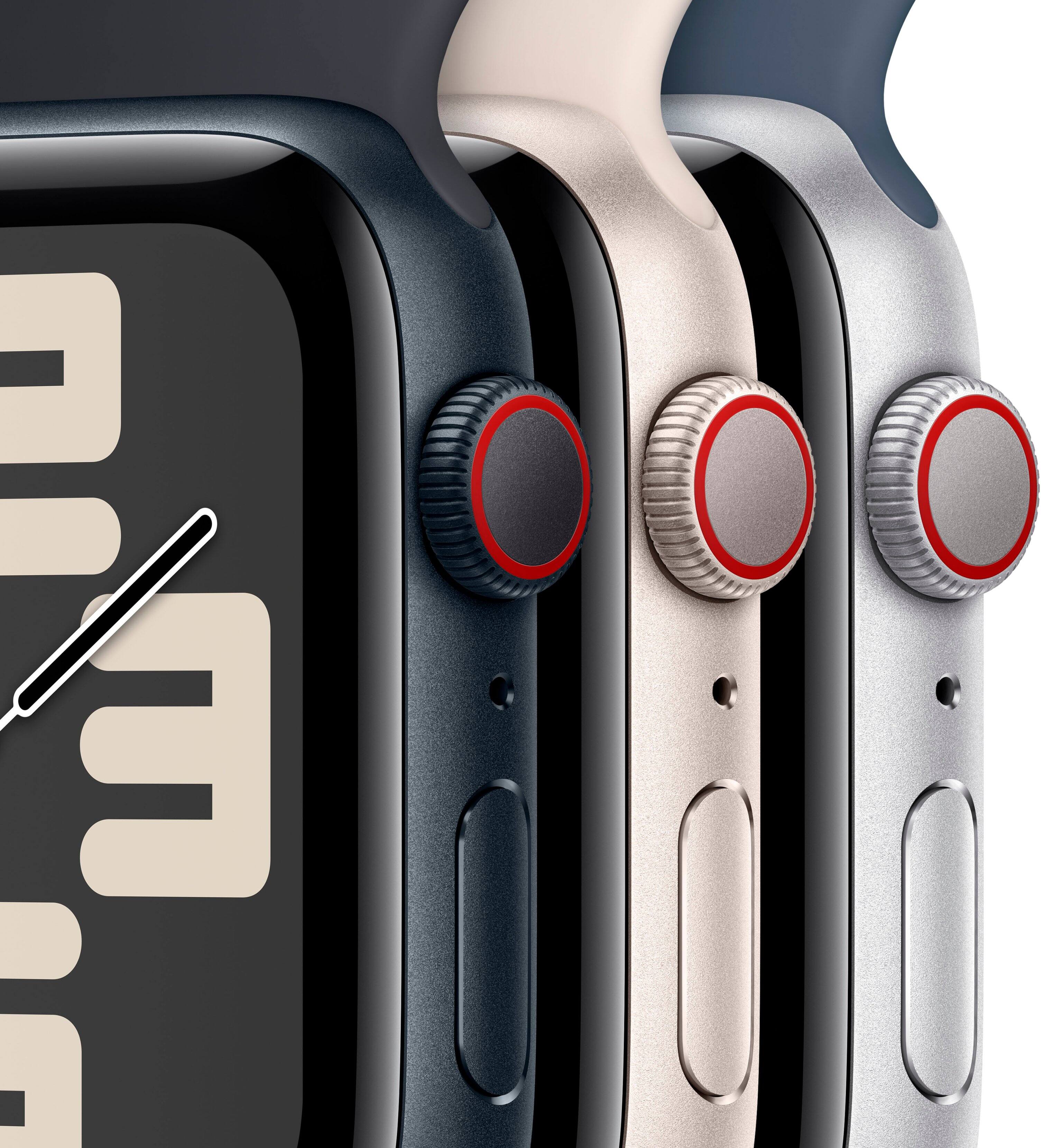 Alt View 12. Apple - Watch SE 2nd Generation (GPS + Cellular) 40mm Silver Aluminum Case with Winter Blue Sport Loop - Silver.