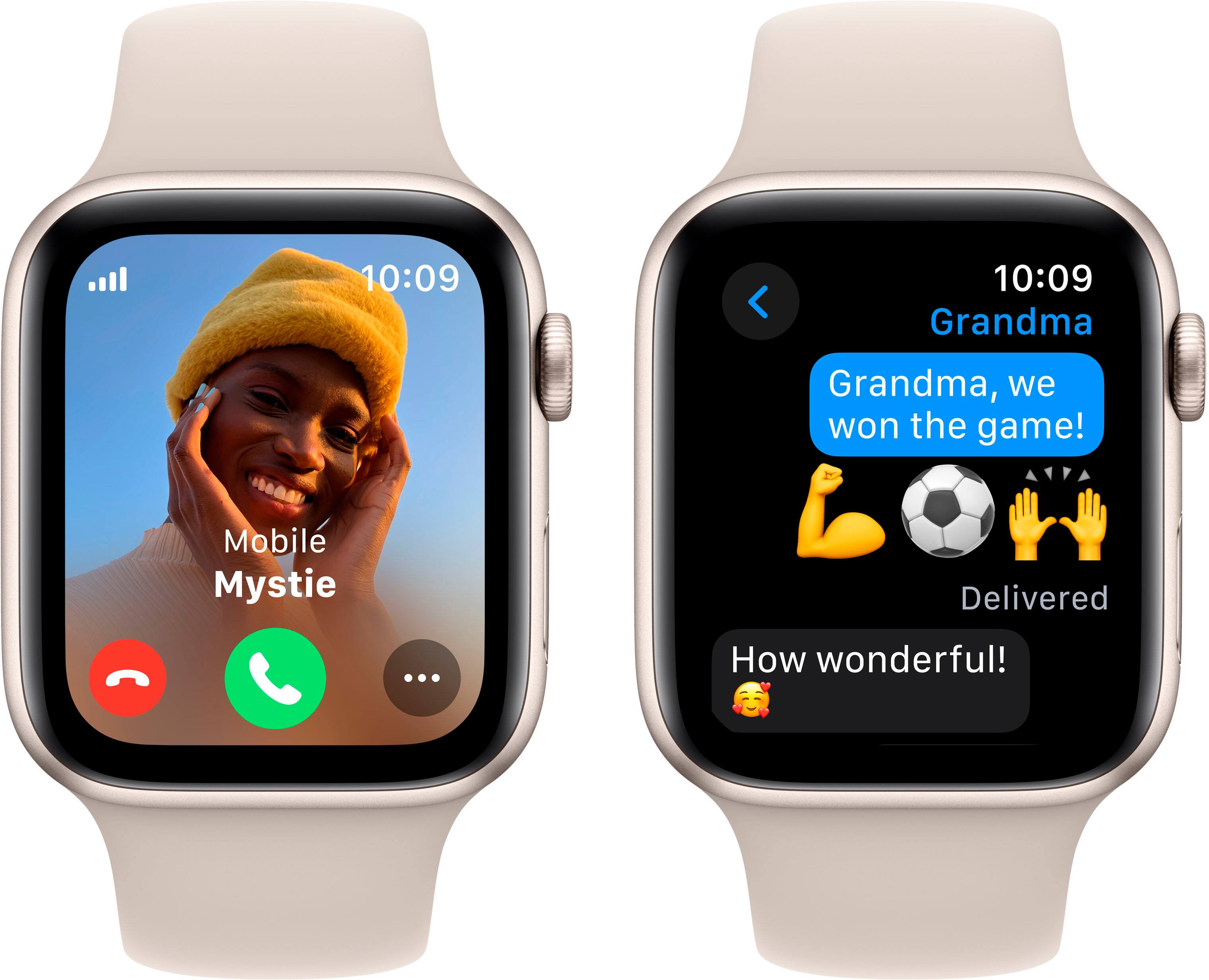 The text on the image reads:

10:09 10:09 Grandma Mobile Mystie Grandma, we won the game! Delivered ... How wonderful!