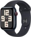 Front Zoom. Apple Watch SE 2nd Generation (GPS + Cellular) 44mm Midnight Aluminum Case with Midnight Sport Band - S/M - Midnight.