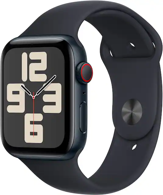 Apple Watch SE 2nd Generation GPS Cellular 44mm Midnight Aluminum Case with Midnight Sport Band M L Midnight 2022 MRH73LL A Best Buy