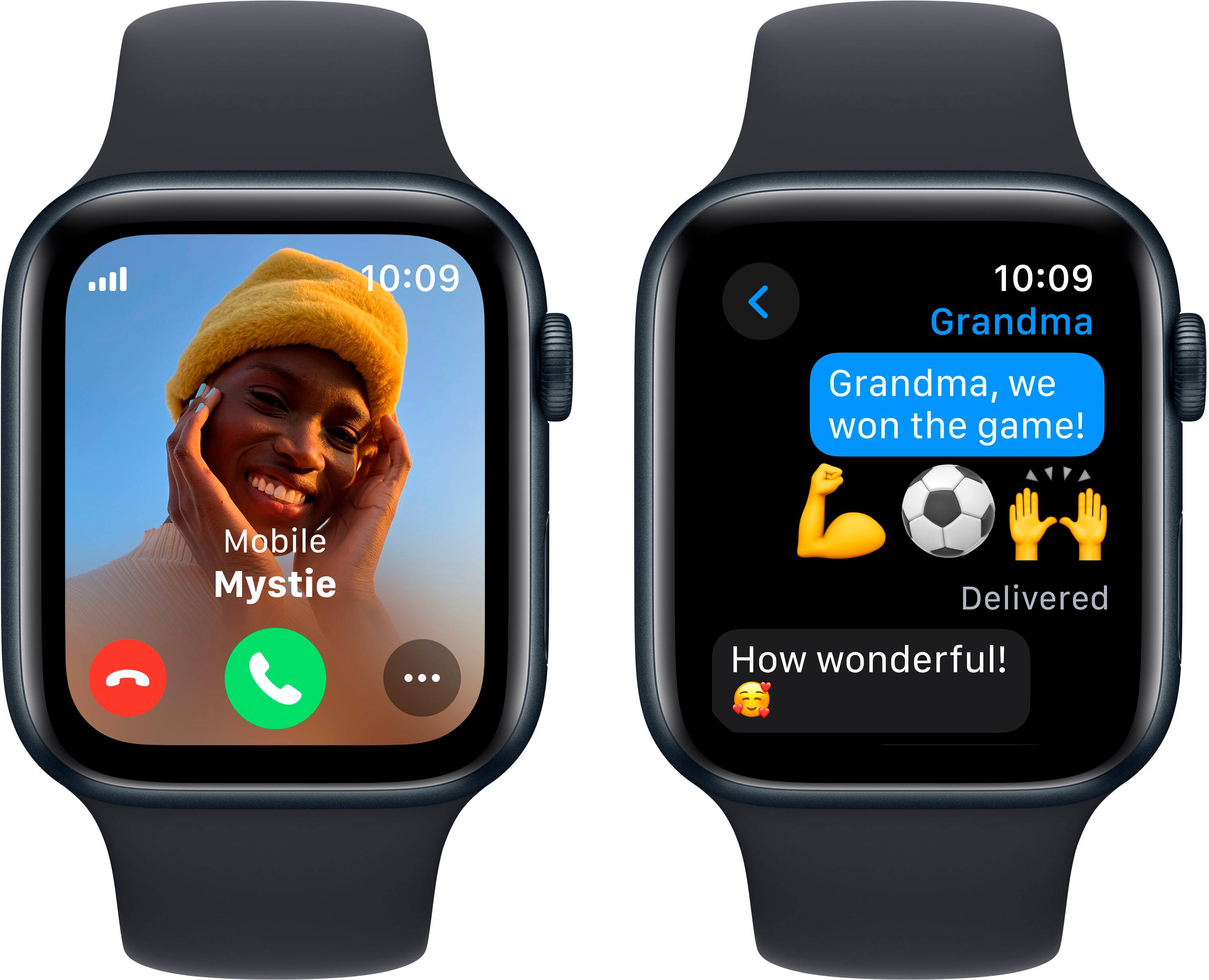 The text on the image is a message sent from a person named Mystie to their grandmother. The message reads, "Grandma, we won the game! Delivered ... How wonderful!" The time displayed on the image is 10:09.