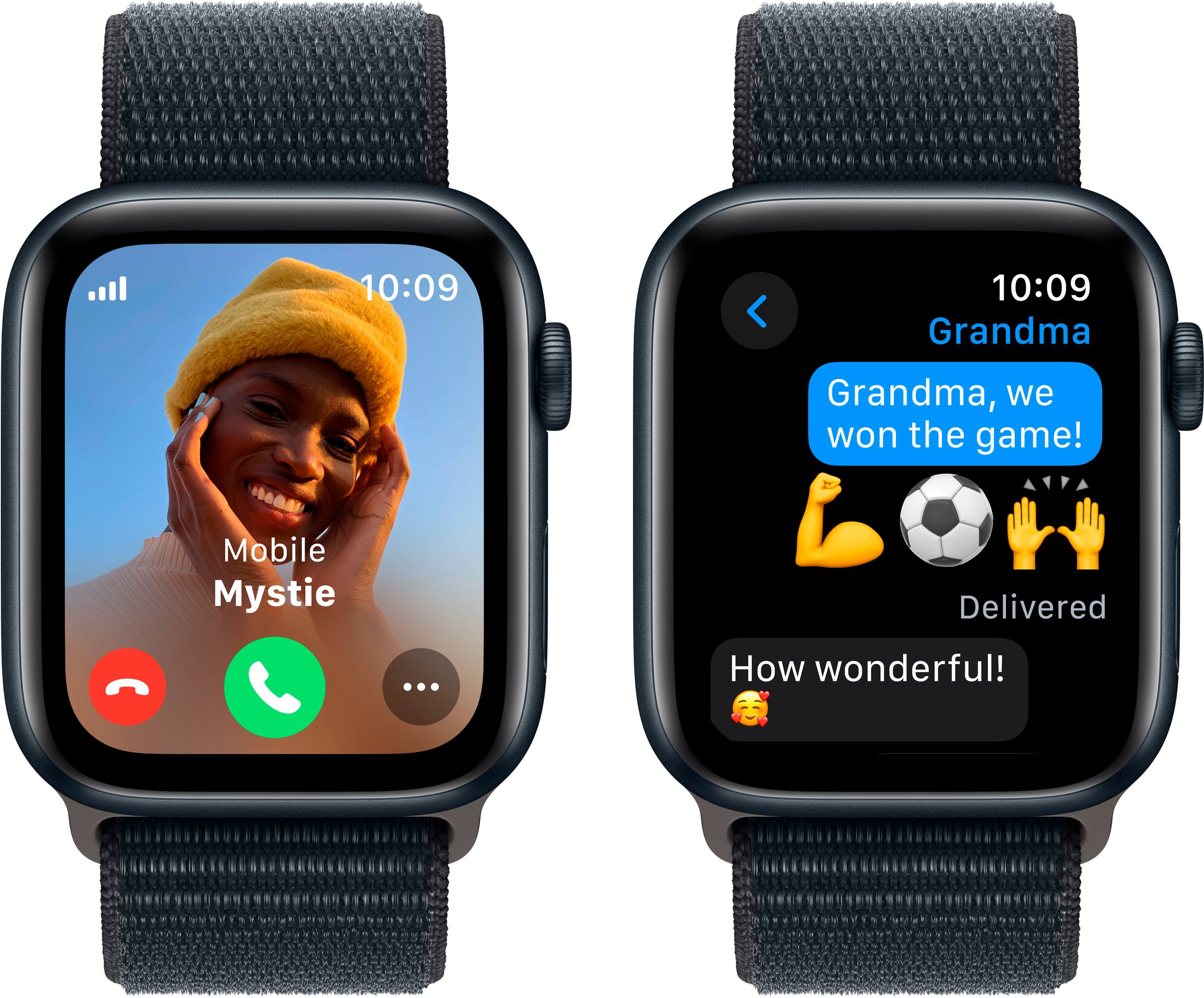 Alt View 13. Apple - Apple Watch SE 2nd Generation (GPS + Cellular) 44mm Midnight Aluminum Case with Midnight Sport Loop - Midnight.