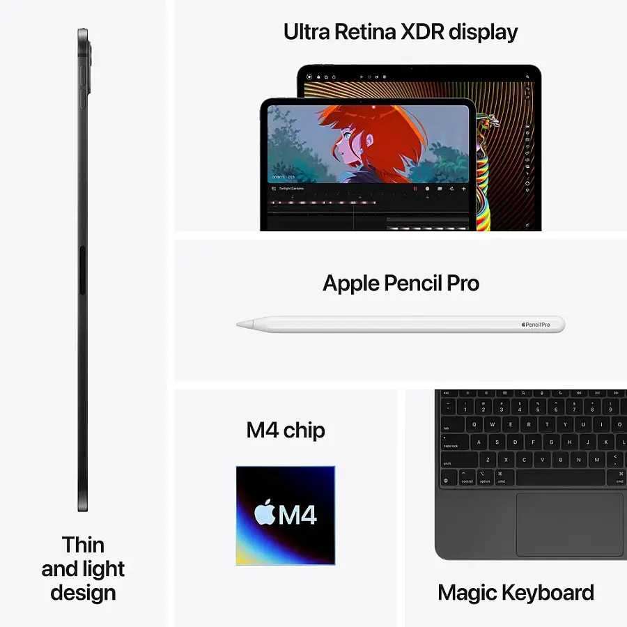 Ultra Retina XDR display ... Apple Pencil Pro Penci o M4 chip Thin and light design M4 Magic Keyboard