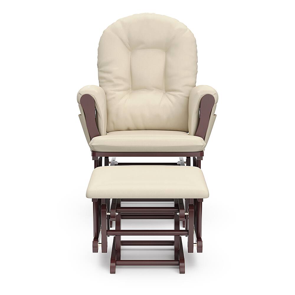 Left View: Storkcraft Hoop Nursery Glider with Ottoman, Cherry with Beige