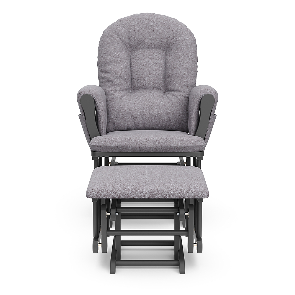 Left View: Storkcraft Hoop Nursery Glider and Ottoman, Gray with Gray Swirl