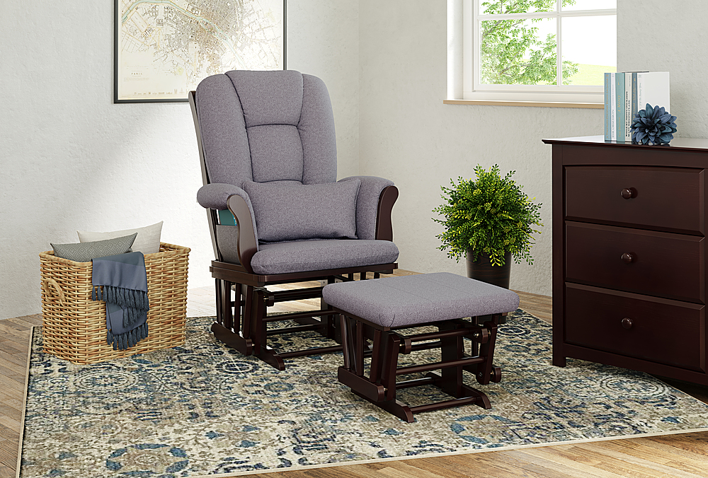 Storkcraft Tuscany Glider and Ottoman Espresso Gray Swirl 06554