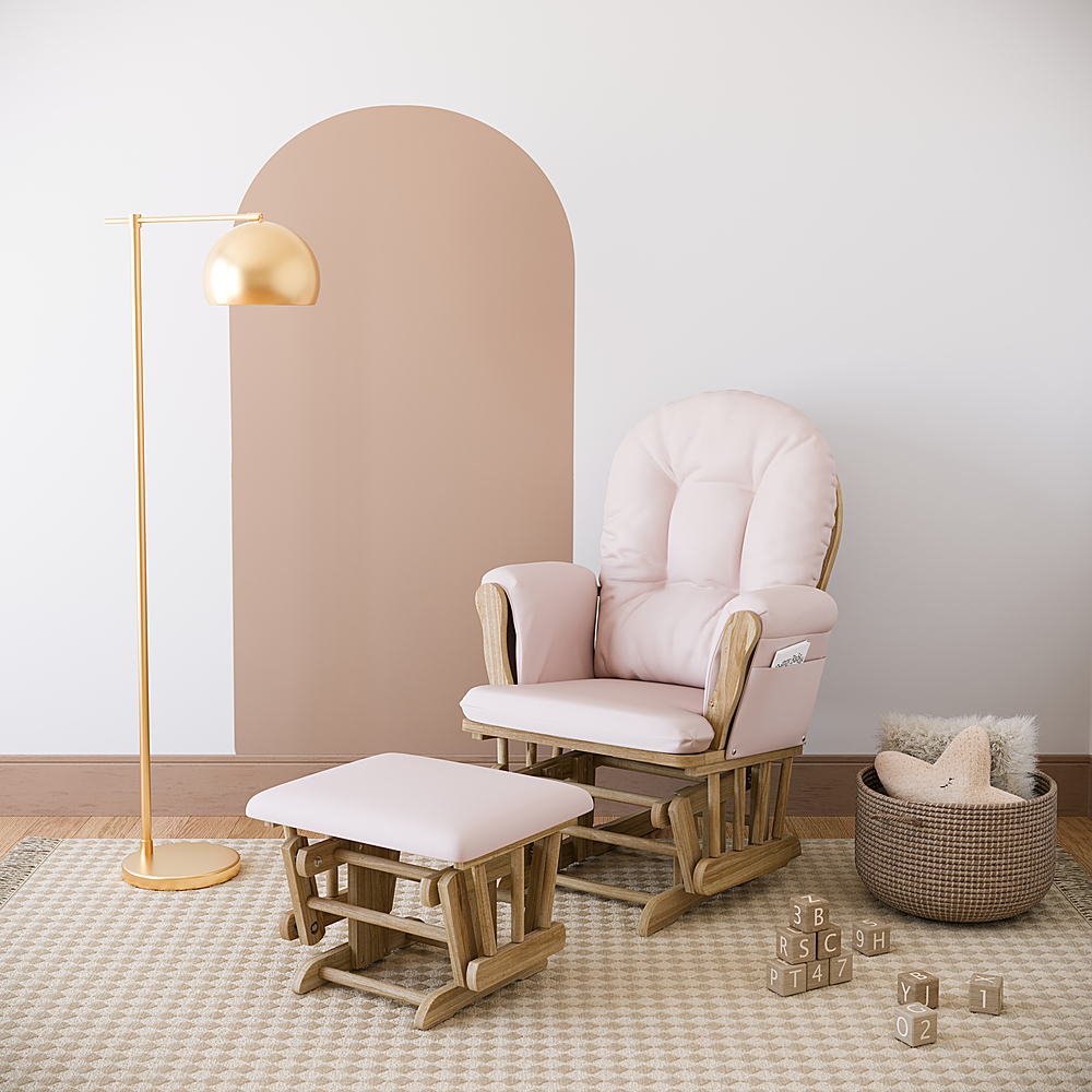Angle View: Storkcraft - Hoop Glider and Ottoman - Natural/Pink