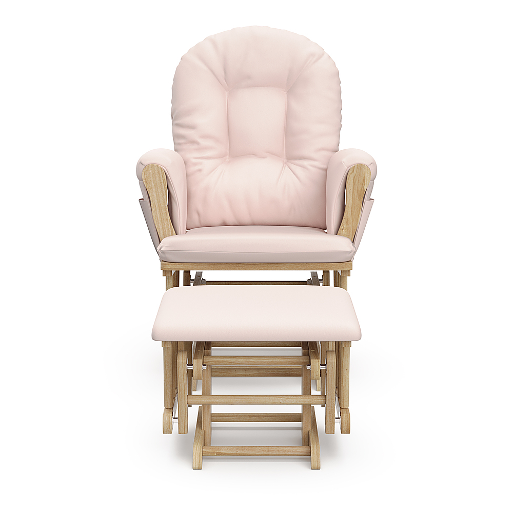 Left View: Storkcraft - Hoop Glider and Ottoman - Natural/Pink