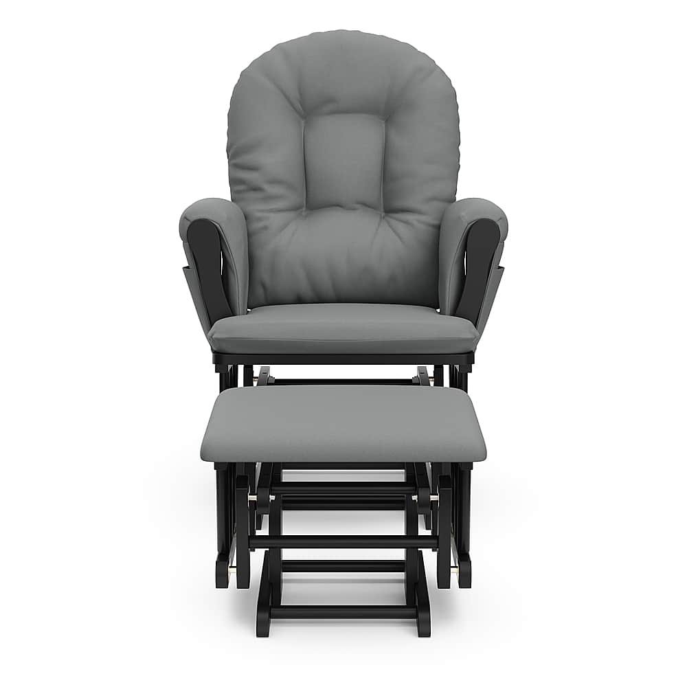 Left View: Storkcraft - Hoop Glider and Ottoman - Black/Gray