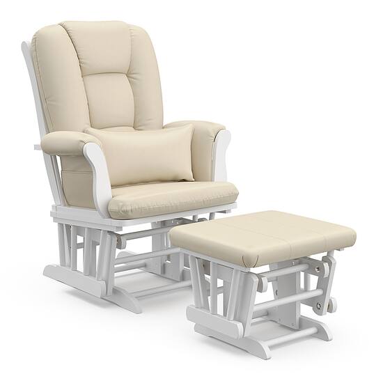 Storkcraft Tuscany Glider and Ottoman White Beige 06554 511